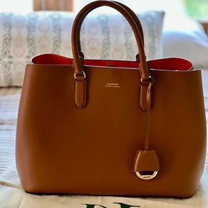 LUXE Ralph Lauren satchel/crossbody with engraved hang tag.